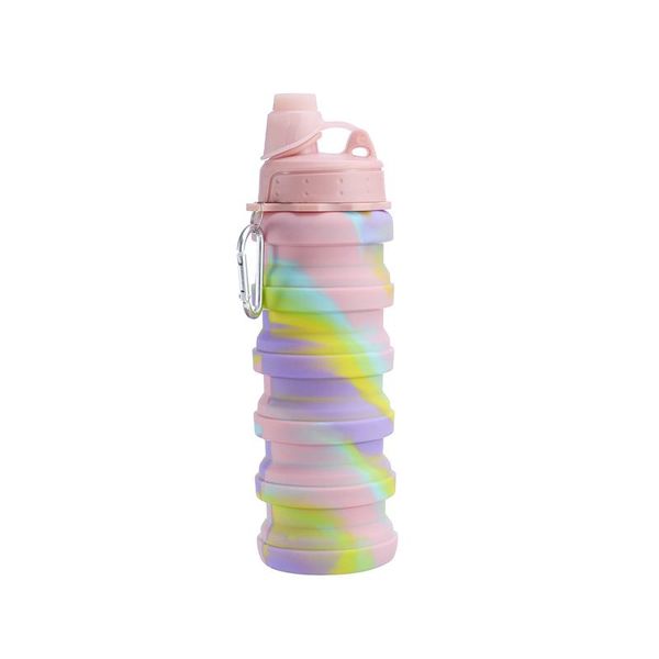 water bottle 500ml silicone collapsible portable retractable outdoor travel sport drink kettle with lid squeezed